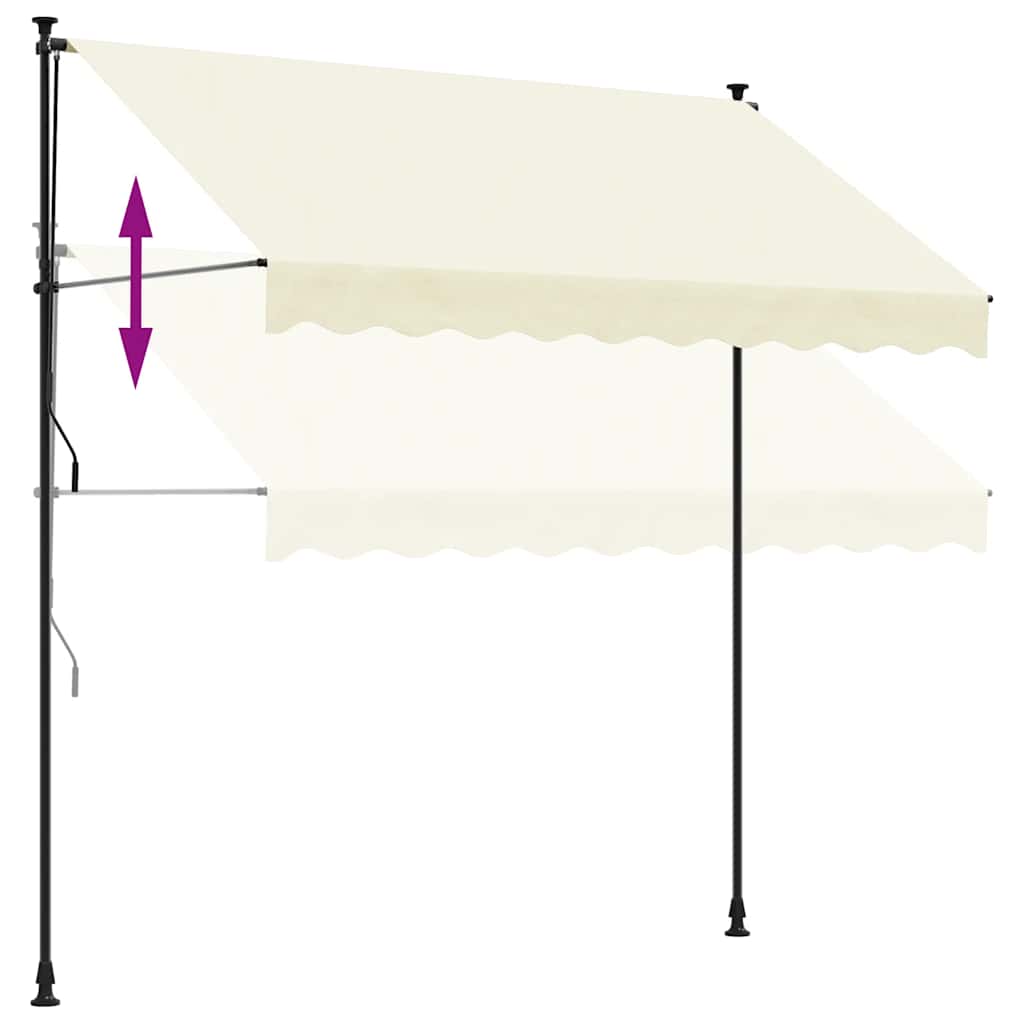 markise 300x150 cm sammenrullelig stof og stål cremefarvet
