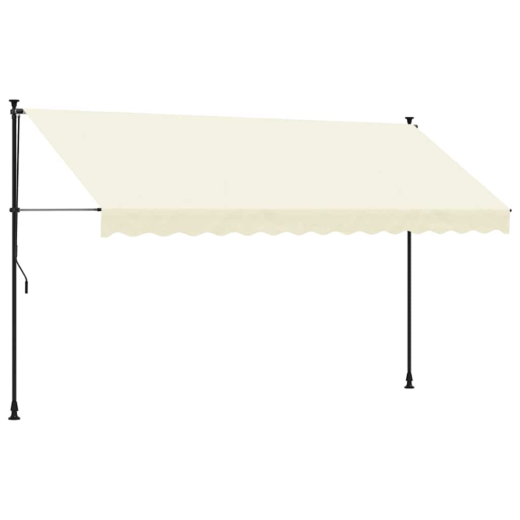 markise 350x150 cm sammenrullelig stof og stål cremefarvet
