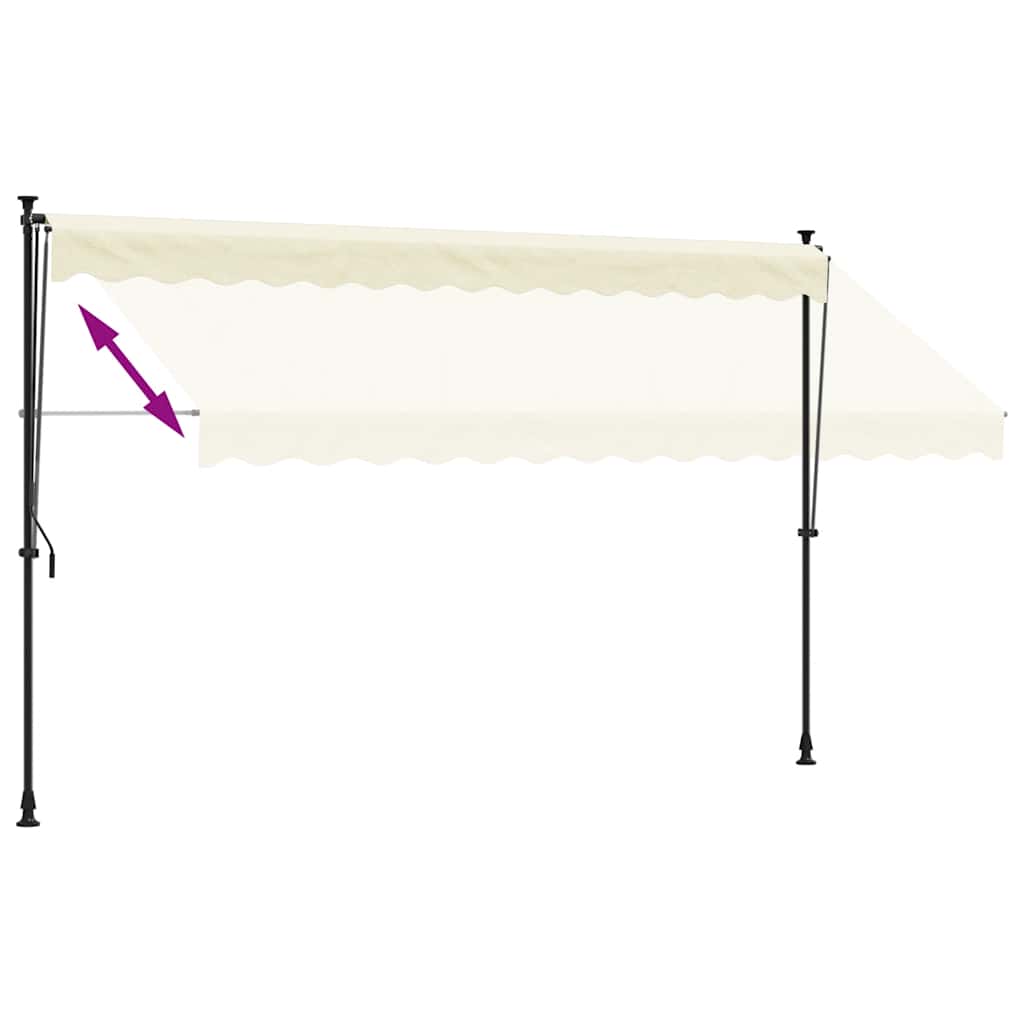markise 350x150 cm sammenrullelig stof og stål cremefarvet