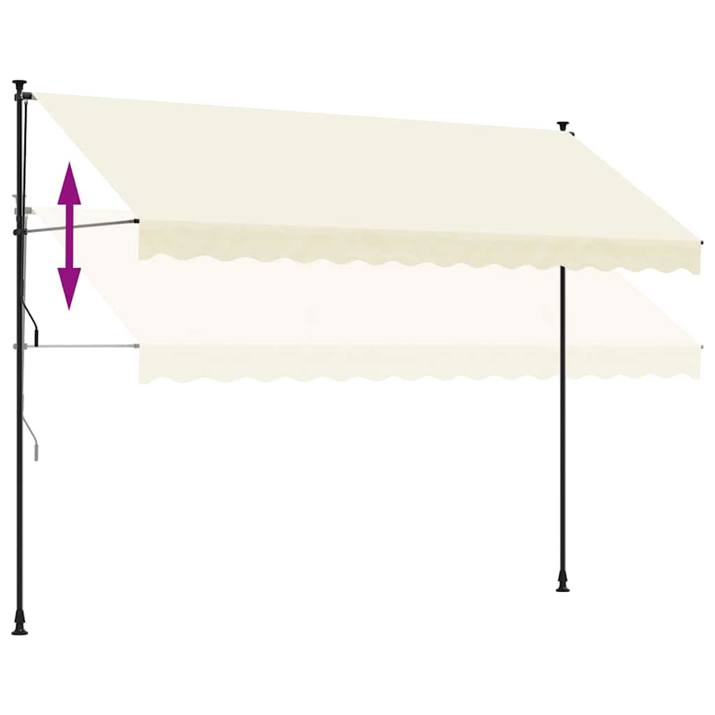 markise 350x150 cm sammenrullelig stof og stål cremefarvet