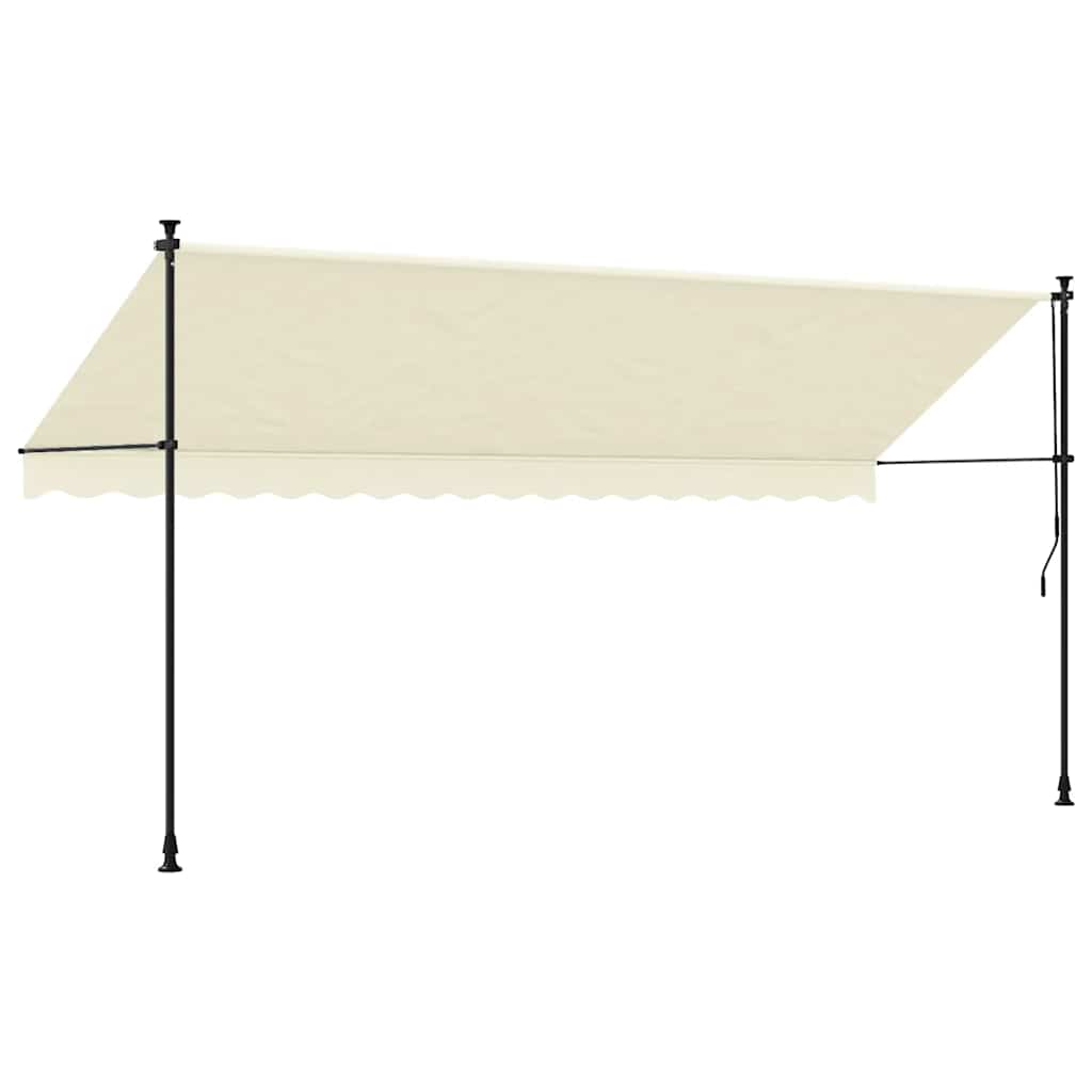 markise 400x150 cm sammenrullelig stof og stål cremefarvet