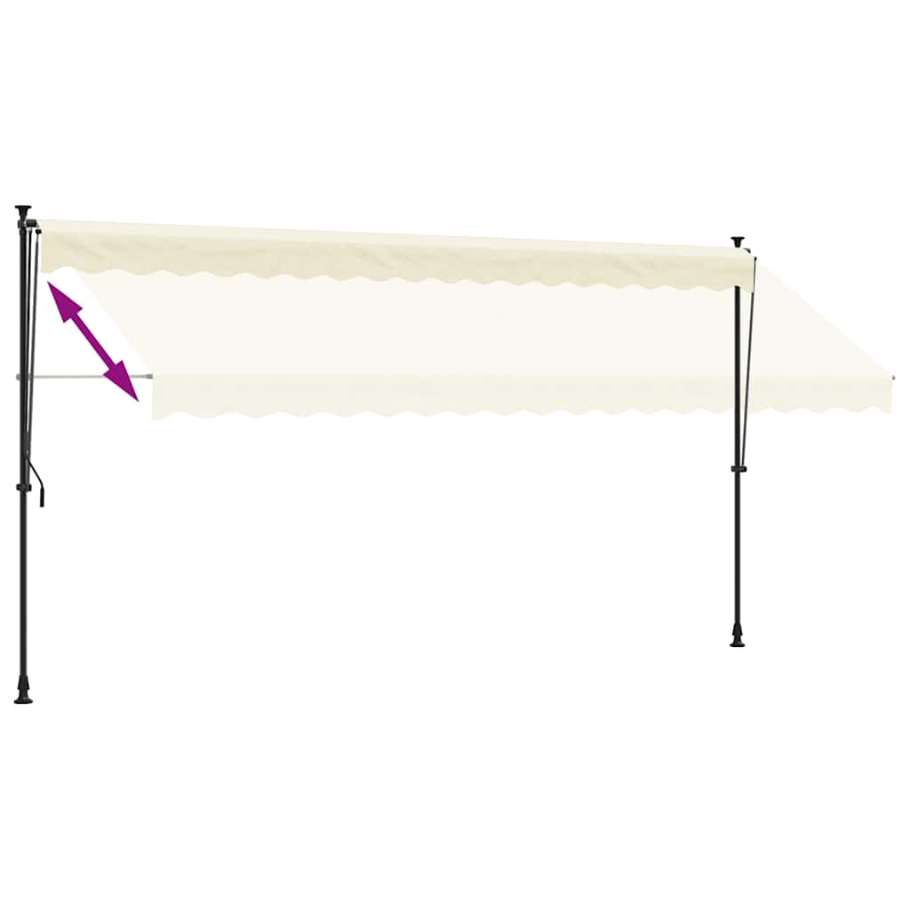 markise 400x150 cm sammenrullelig stof og stål cremefarvet