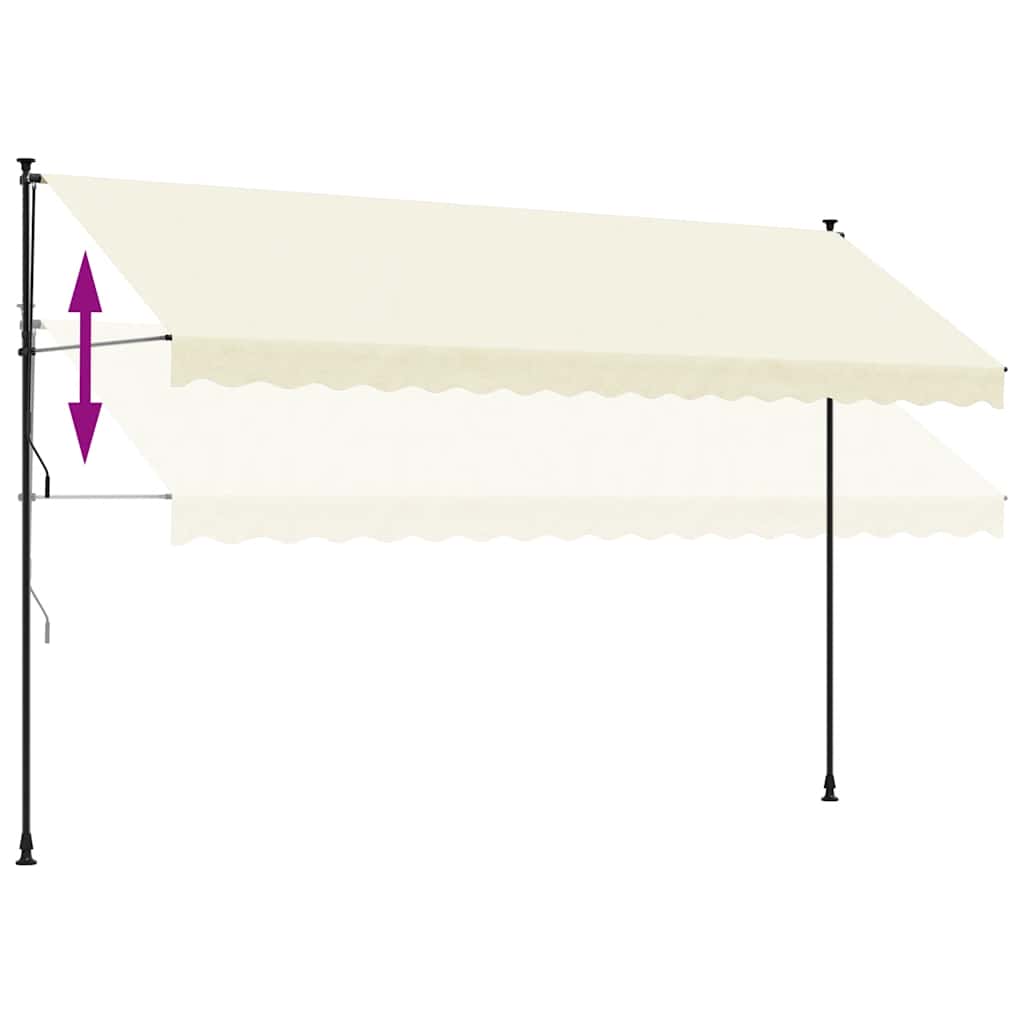 markise 400x150 cm sammenrullelig stof og stål cremefarvet
