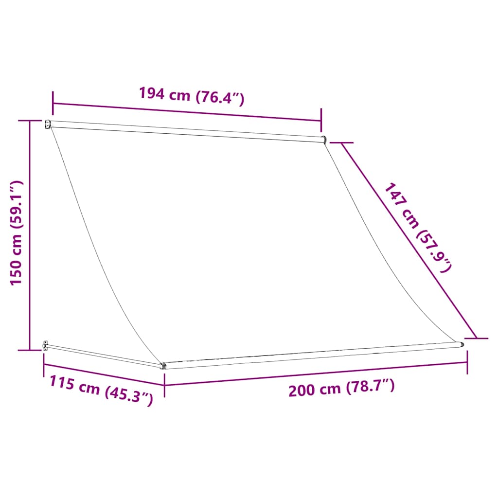 markise 200x150 cm sammenrullelig stof og stål antracitgrå