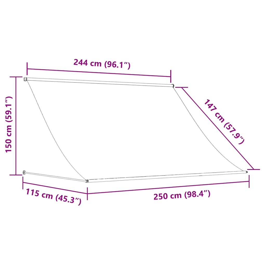 markise 250x150 cm sammenrullelig stof og stål antracitgrå