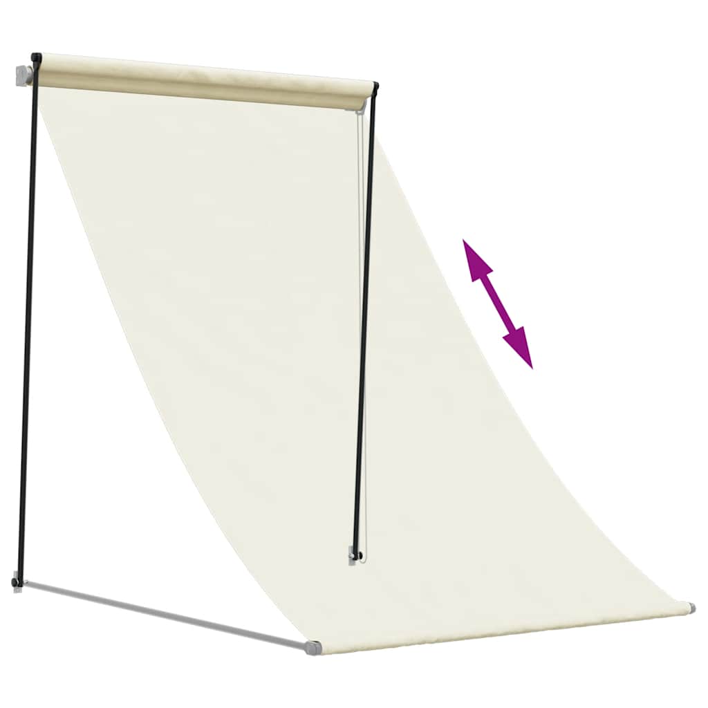 markise 100x150 cm sammenrullelig stof og stål cremefarvet