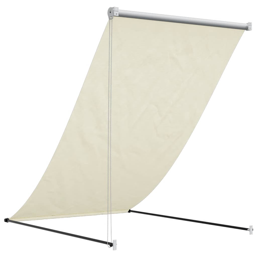 markise 150x150 cm sammenrullelig stof og stål cremefarvet