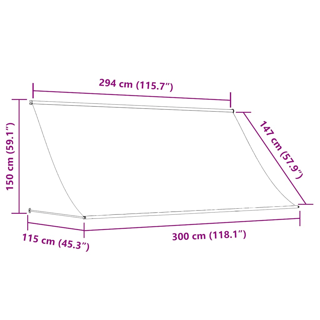 markise 300x150 cm sammenrullelig stof og stål cremefarvet