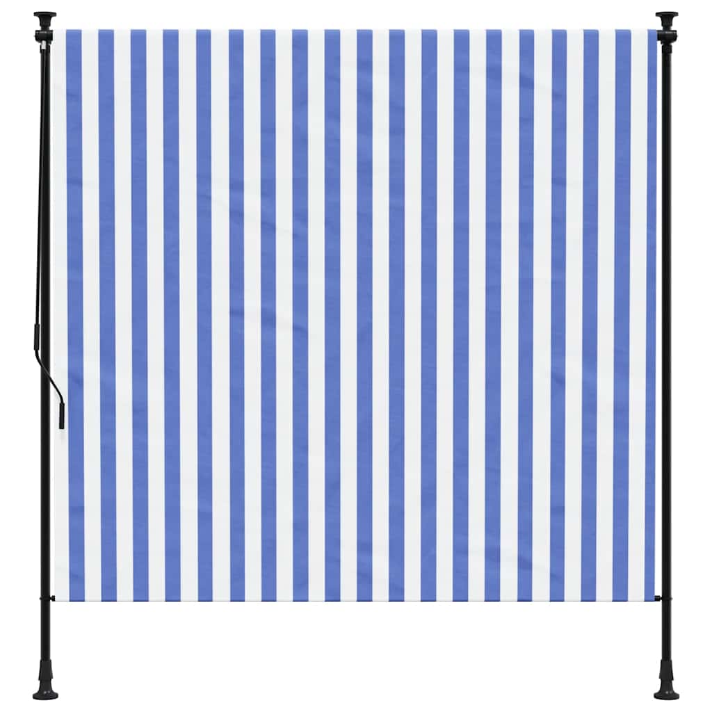 udendørs rullegardin 200x270 cm stof og stål blå og hvid