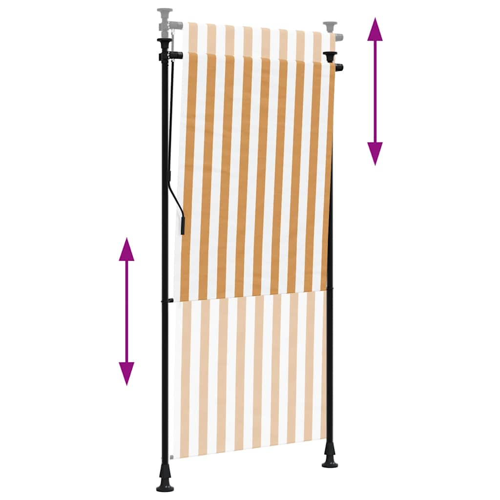 udendørs rullegardin 100x270 cm stof og stål orange og hvid