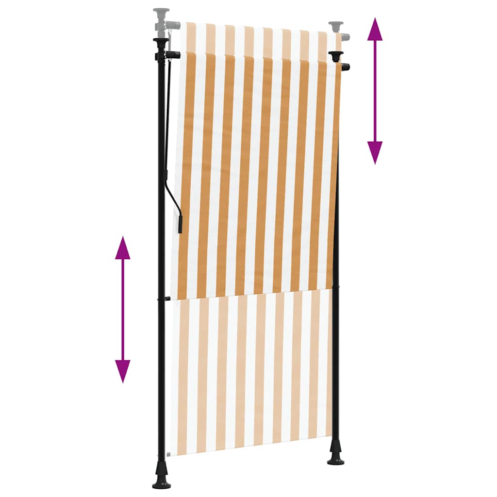 udendørs rullegardin 120x270 cm stof og stål orange og hvid