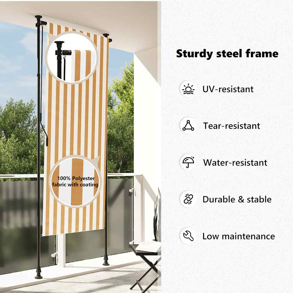 udendørs rullegardin 120x270 cm stof og stål orange og hvid