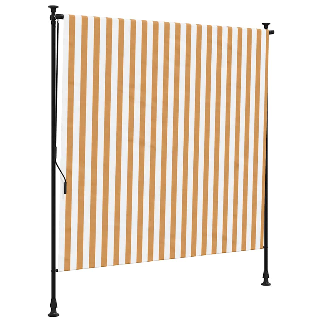 udendørs rullegardin 150x270 cm stof og stål orange og hvid