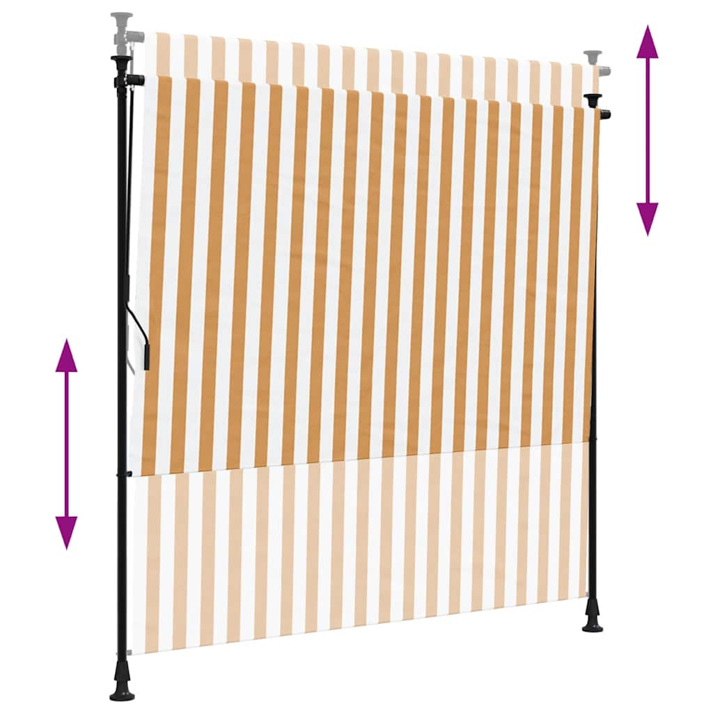 udendørs rullegardin 150x270 cm stof og stål orange og hvid