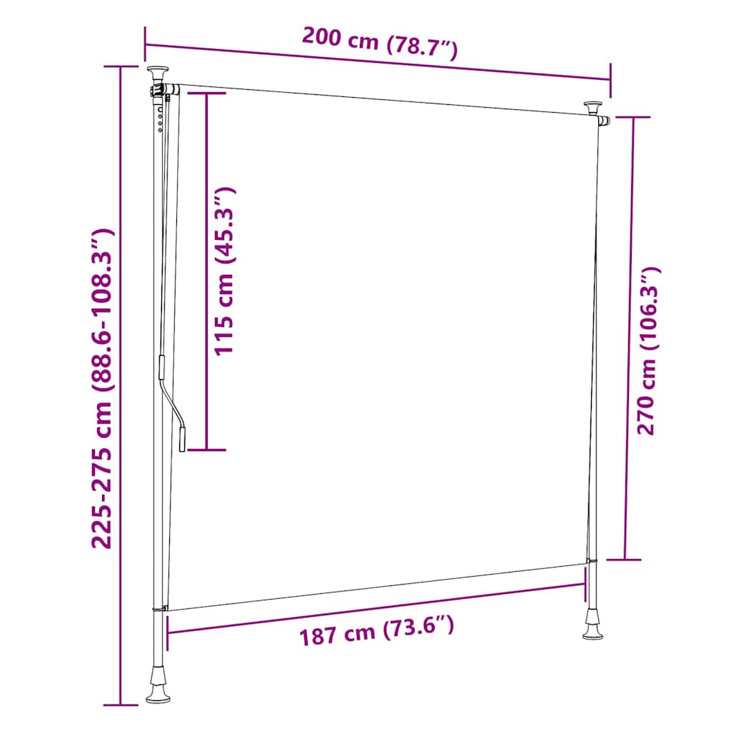 udendørs rullegardin 200x270 cm stof og stål orange og hvid