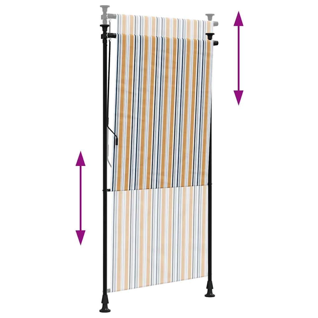 udendørs rullegardin 100x270 cm stof og stål gul og hvid