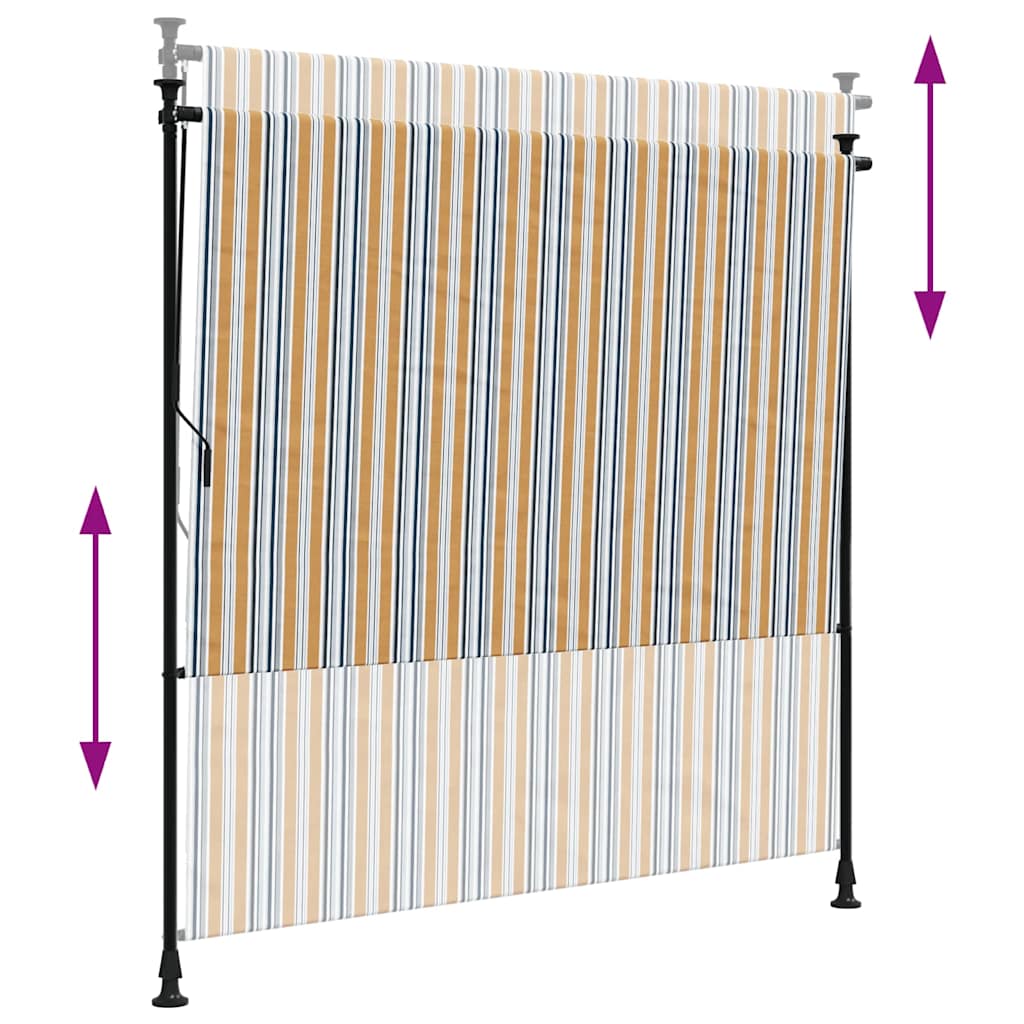 udendørs rullegardin 150x270 cm stof og stål gul og hvid