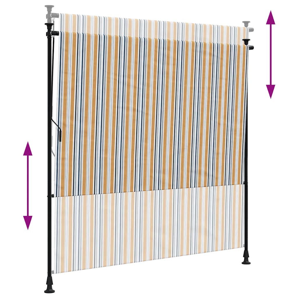udendørs rullegardin 200x270 cm stof og stål gul og hvid