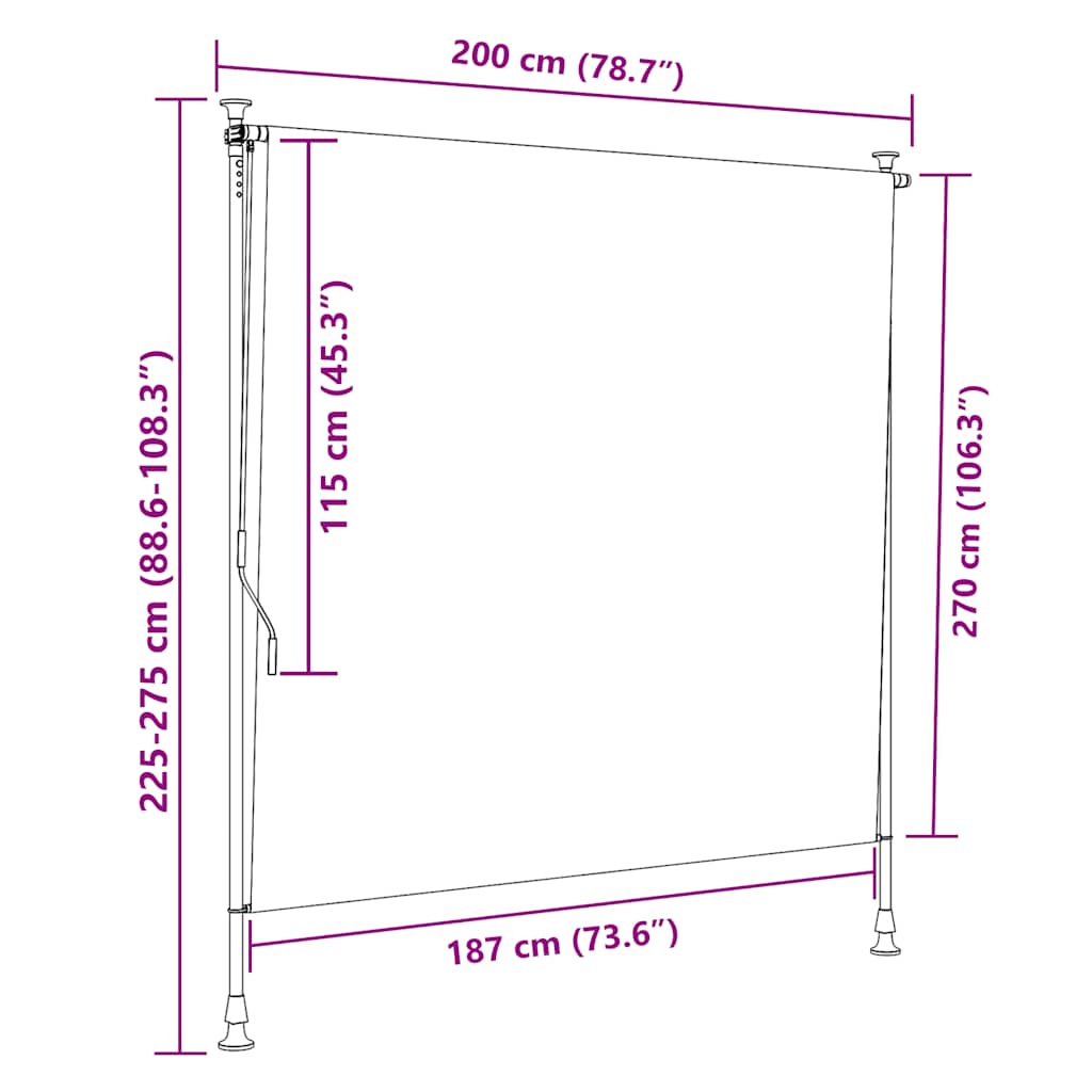 udendørs rullegardin 200x270 cm stof og stål gul og hvid
