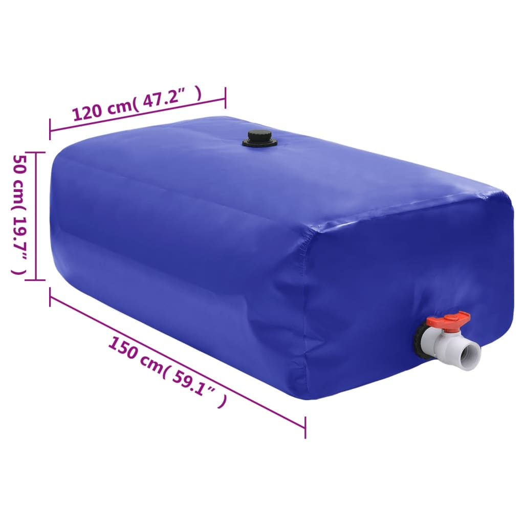 vandtank med hane sammenfoldelig 1000 l PVC