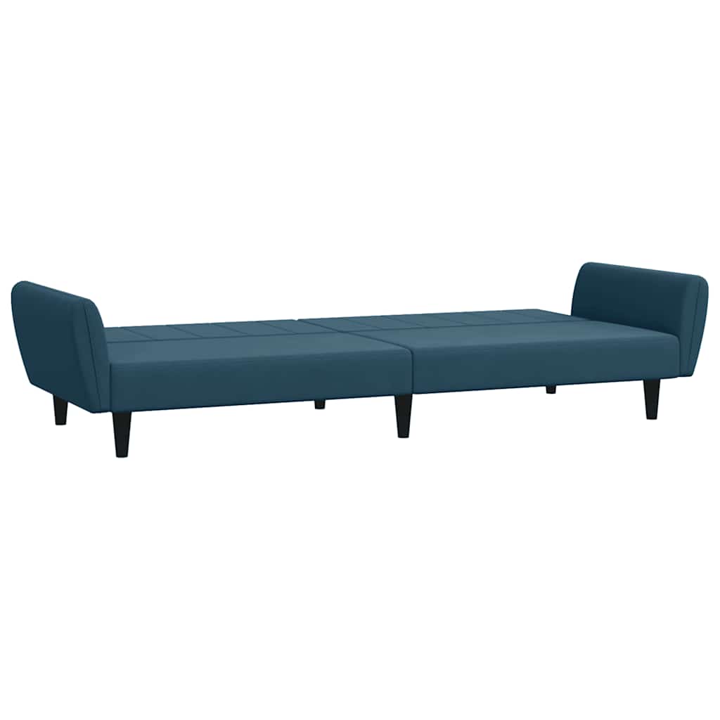 2-personers sovesofa med fodskammel velour blå