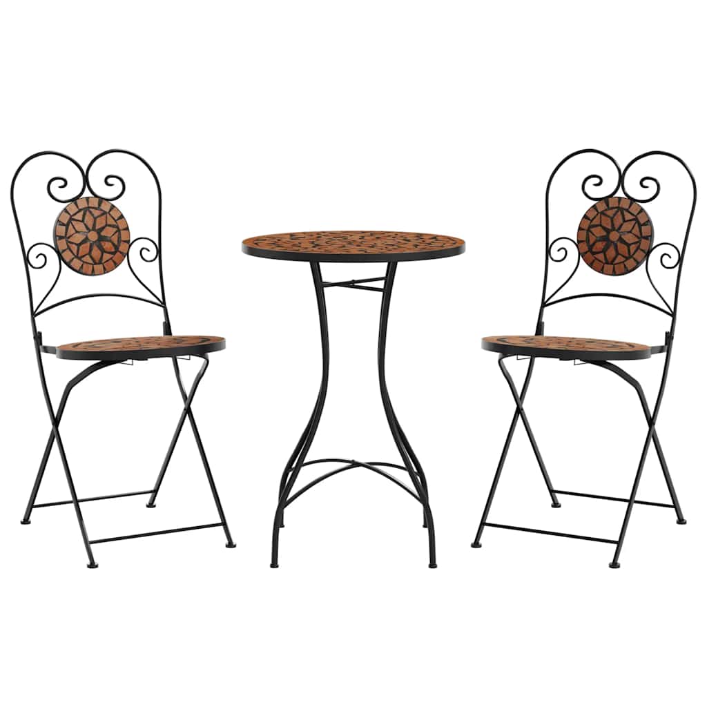 bistrosæt med mosaikdesign jern og keramik terrakotta