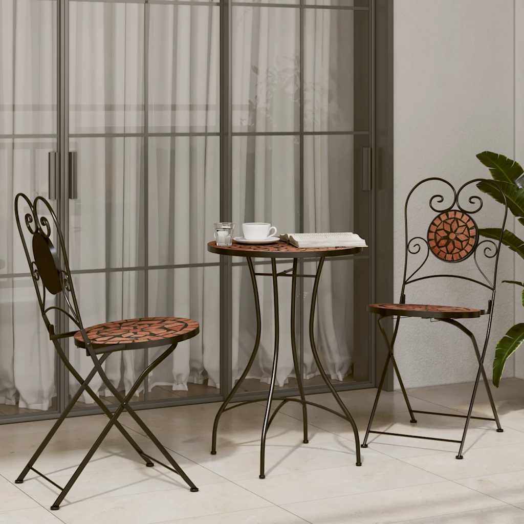 bistrosæt med mosaikdesign jern og keramik terrakotta