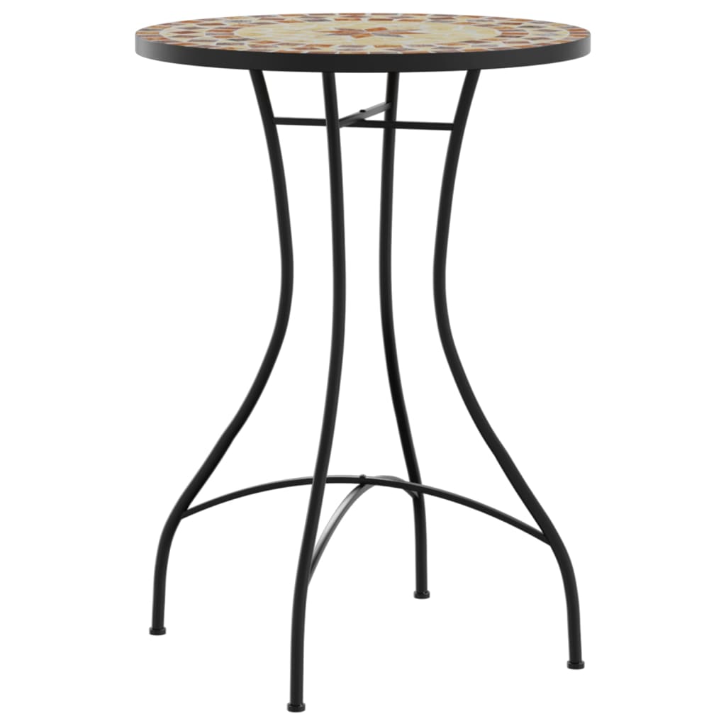 bistrosæt med mosaikdesign jern og keramik terrakotta og hvid