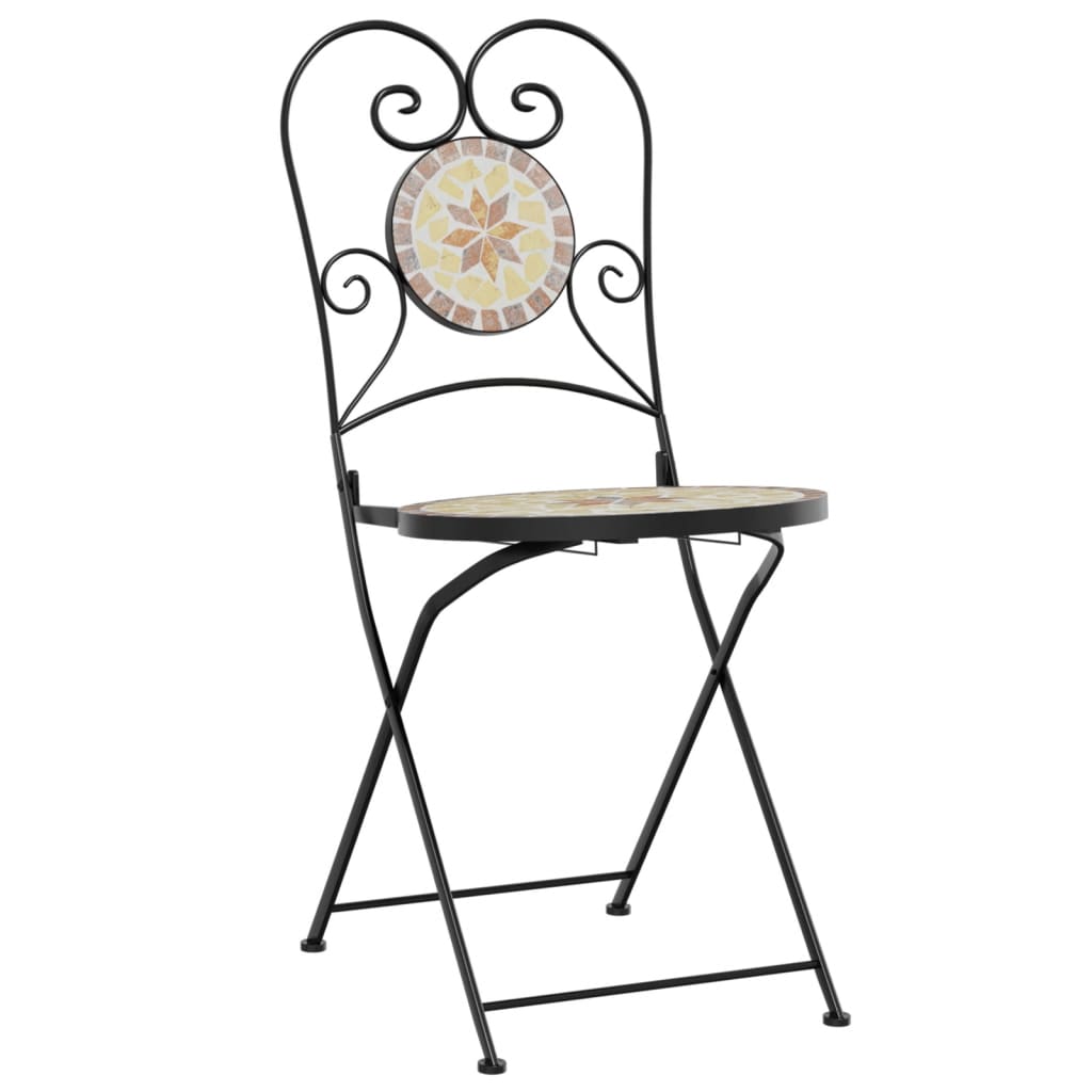 bistrosæt med mosaikdesign jern og keramik terrakotta og hvid