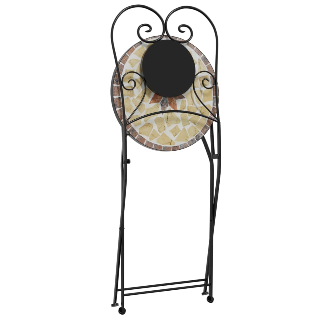 bistrosæt med mosaikdesign jern og keramik terrakotta og hvid