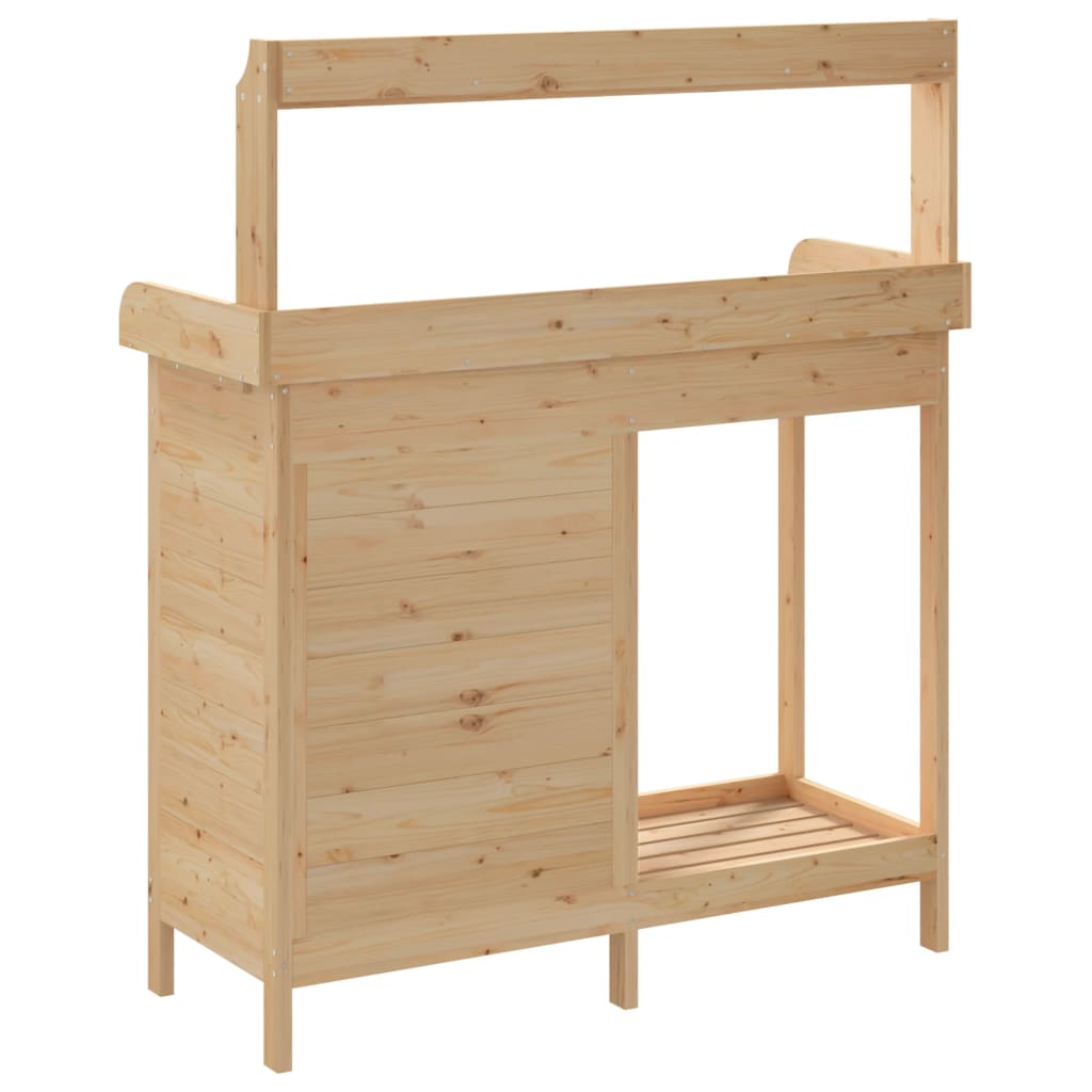 pottebænk med skab 110,5x45x124,5 cm massivt grantræ