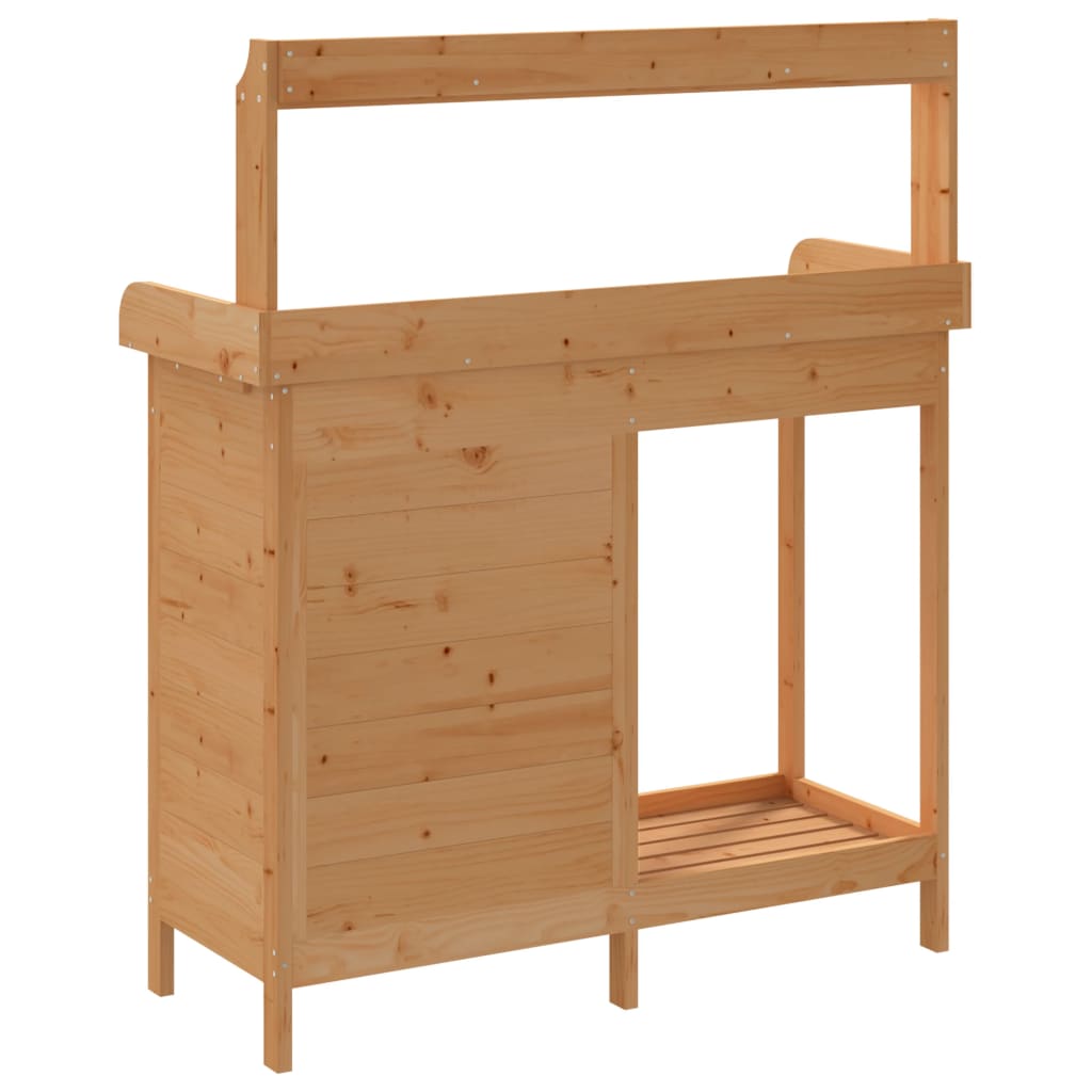 pottebænk med skab 110,5x45x124,5 cm massivt grantræ brun