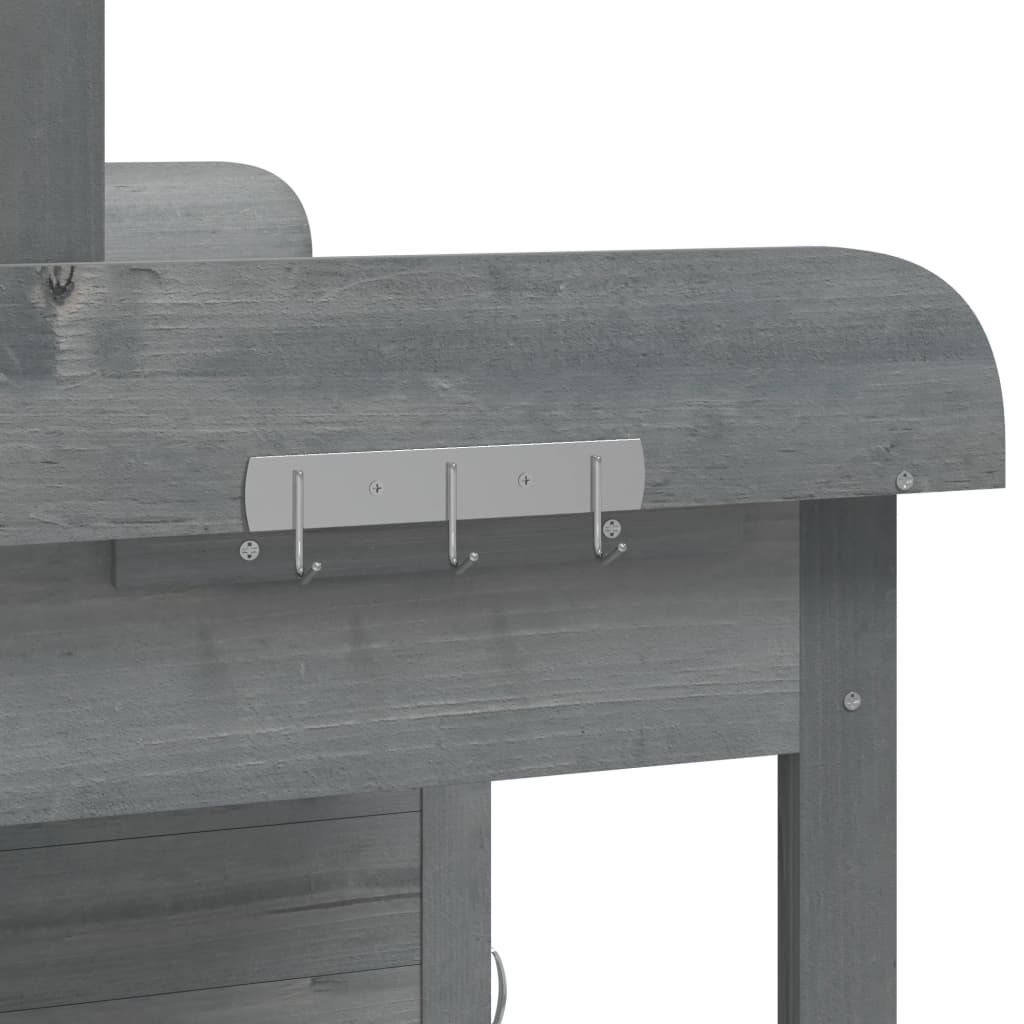 pottebænk med skab 110,5x45x124,5 cm massivt grantræ grå