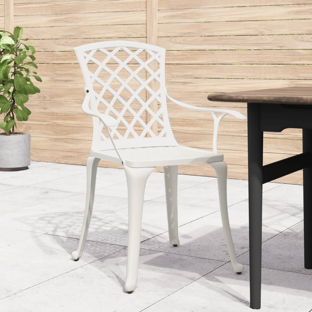 havestole 6 stk. støbt aluminium hvid