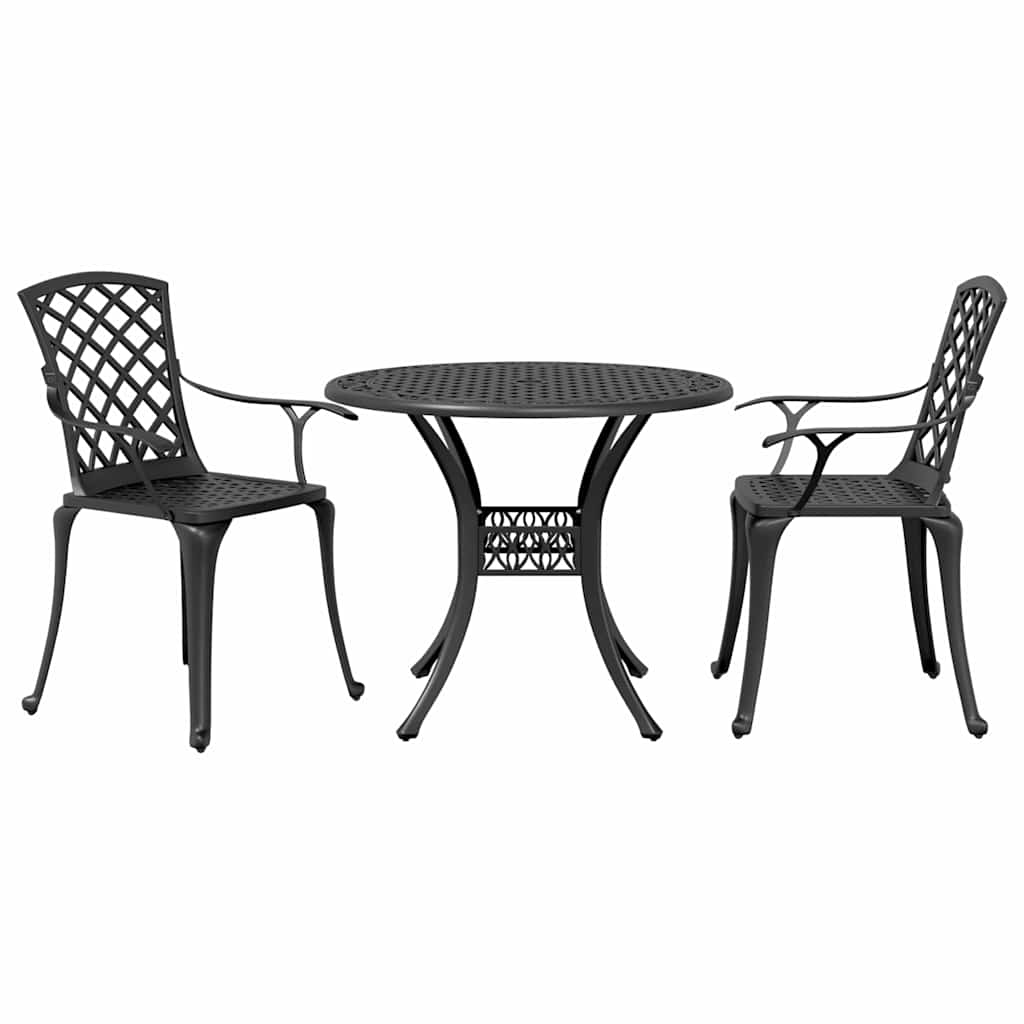 bistrosæt 3 dele støbt aluminium sort