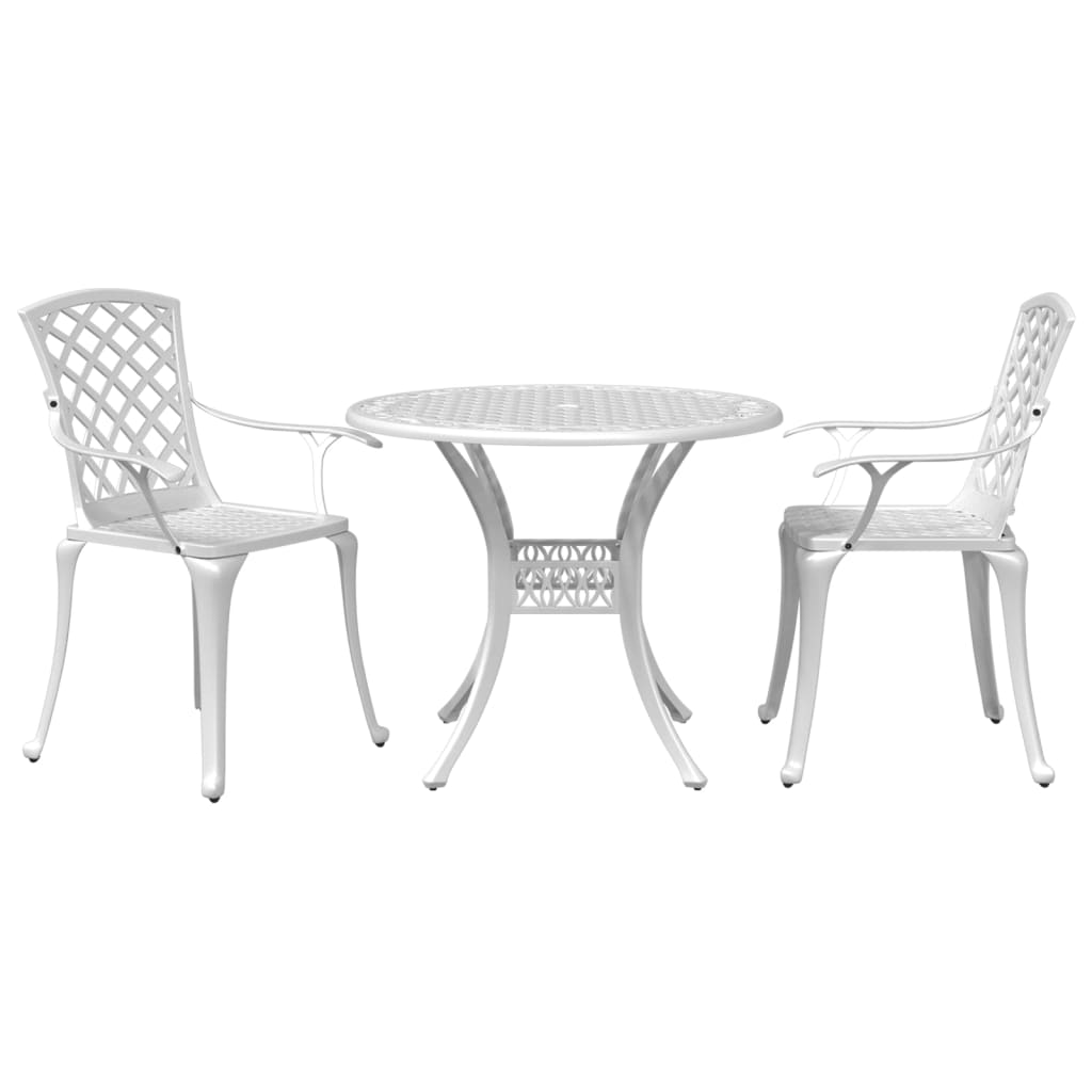bistrosæt 3 dele støbt aluminium hvid