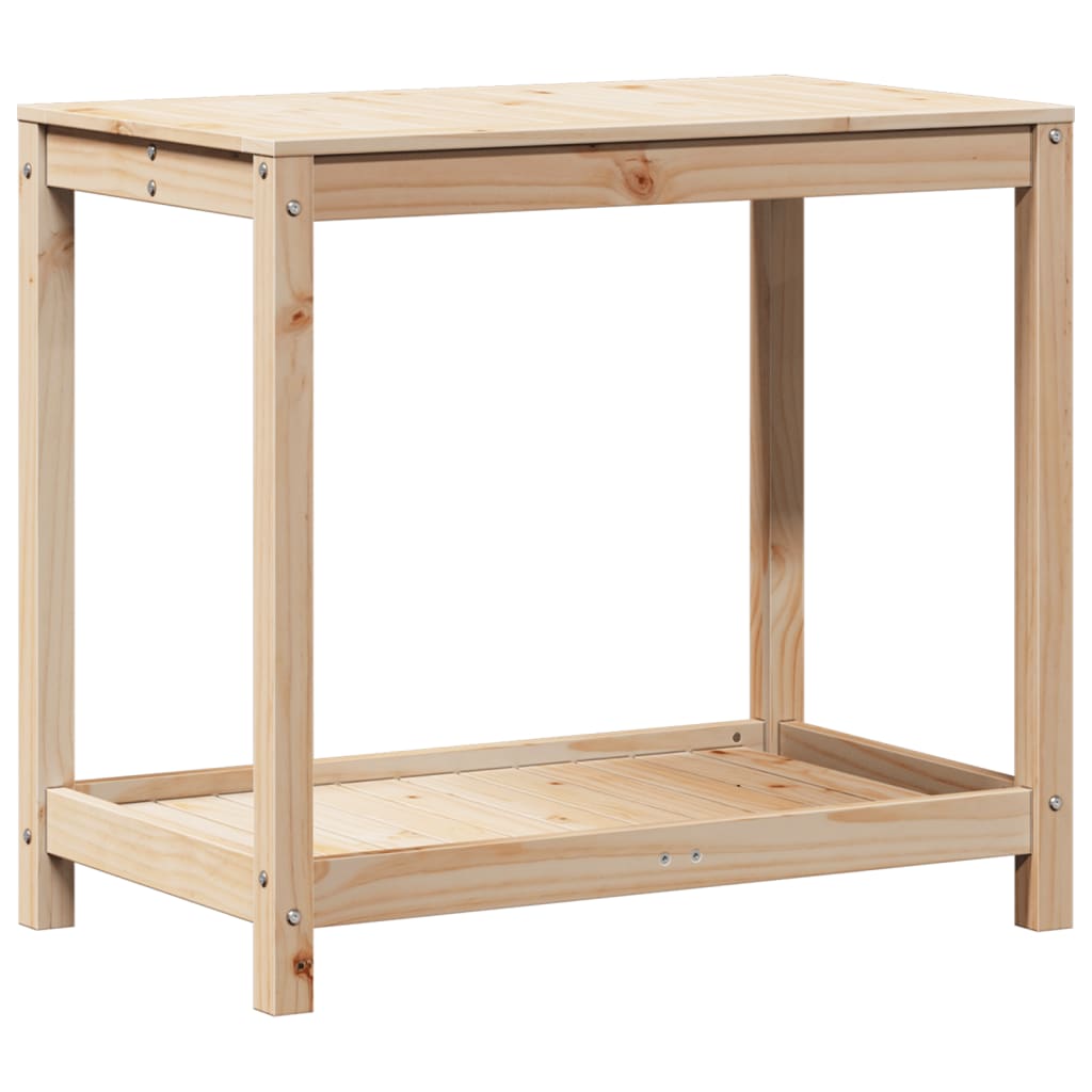 plantebord med hylde 82,5x50x75 cm massivt fyrretræ