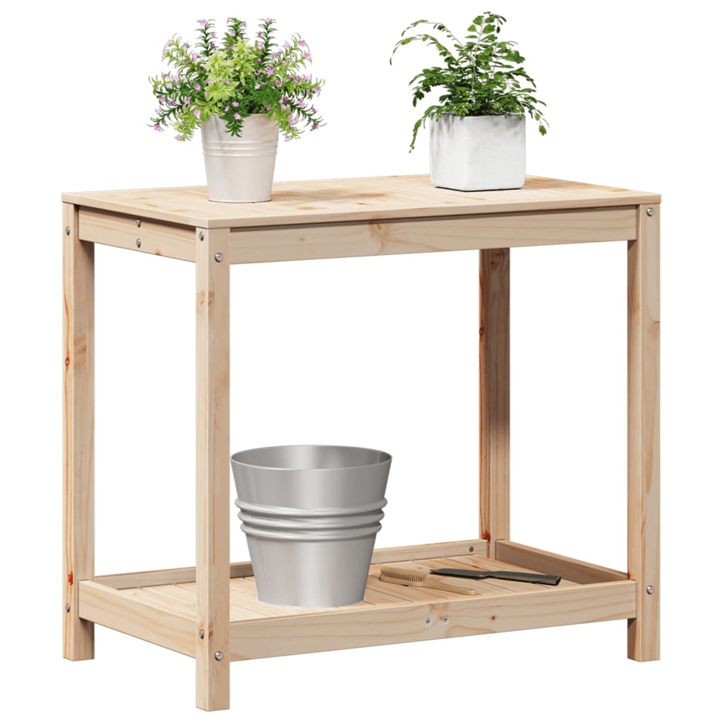 plantebord med hylde 82,5x50x75 cm massivt fyrretræ