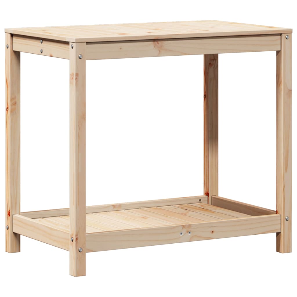 plantebord med hylde 82,5x50x75 cm massivt fyrretræ