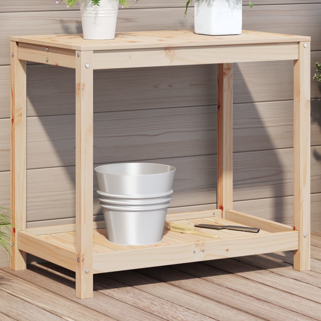 plantebord med hylde 82,5x50x75 cm massivt fyrretræ