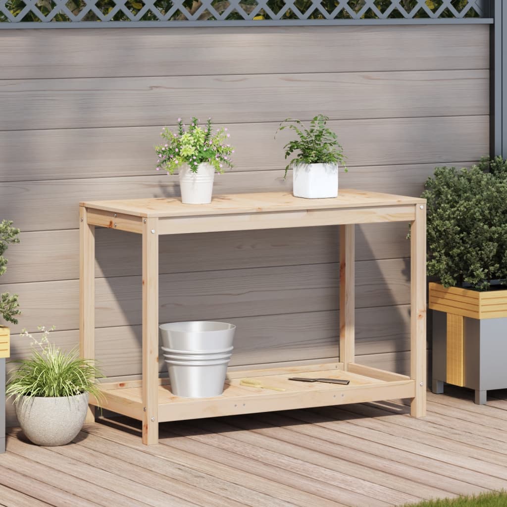 plantebord med hylde 108x50x75 cm massivt fyrretræ