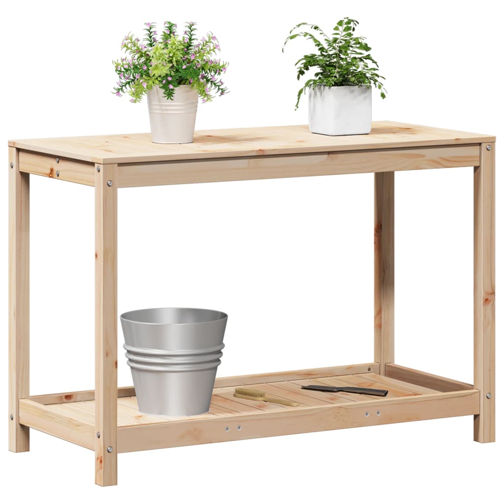 plantebord med hylde 108x50x75 cm massivt fyrretræ