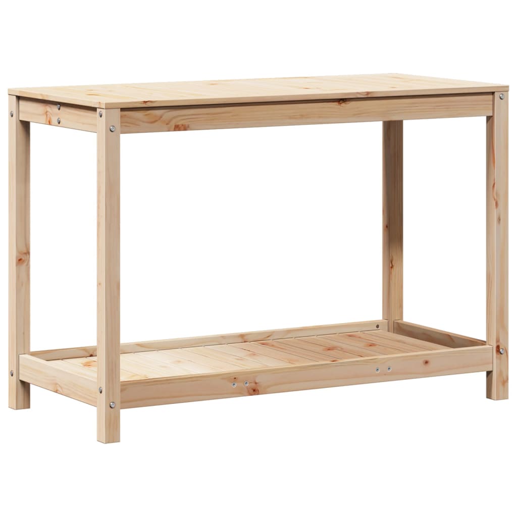 plantebord med hylde 108x50x75 cm massivt fyrretræ
