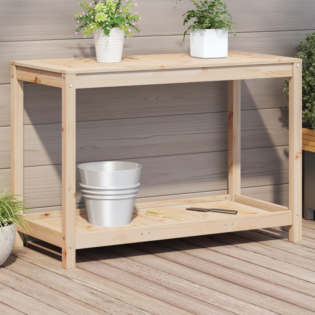 plantebord med hylde 108x50x75 cm massivt fyrretræ