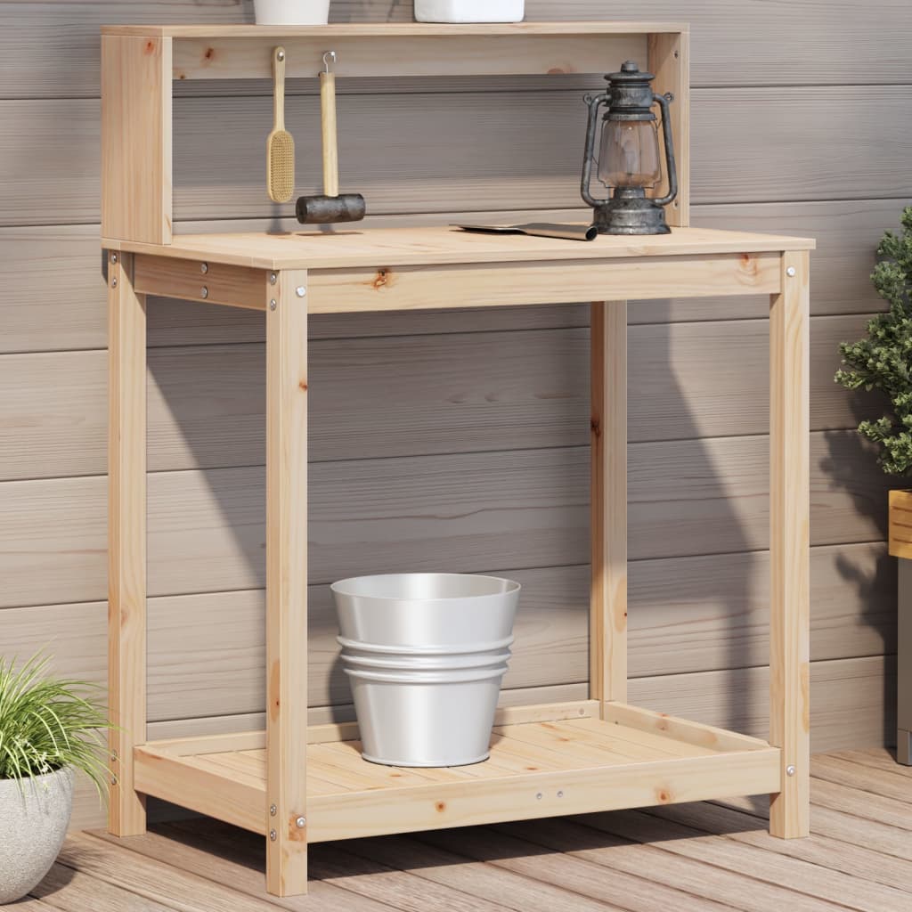 plantebord med hylder 82,5x50x109,5 cm massivt fyrretræ