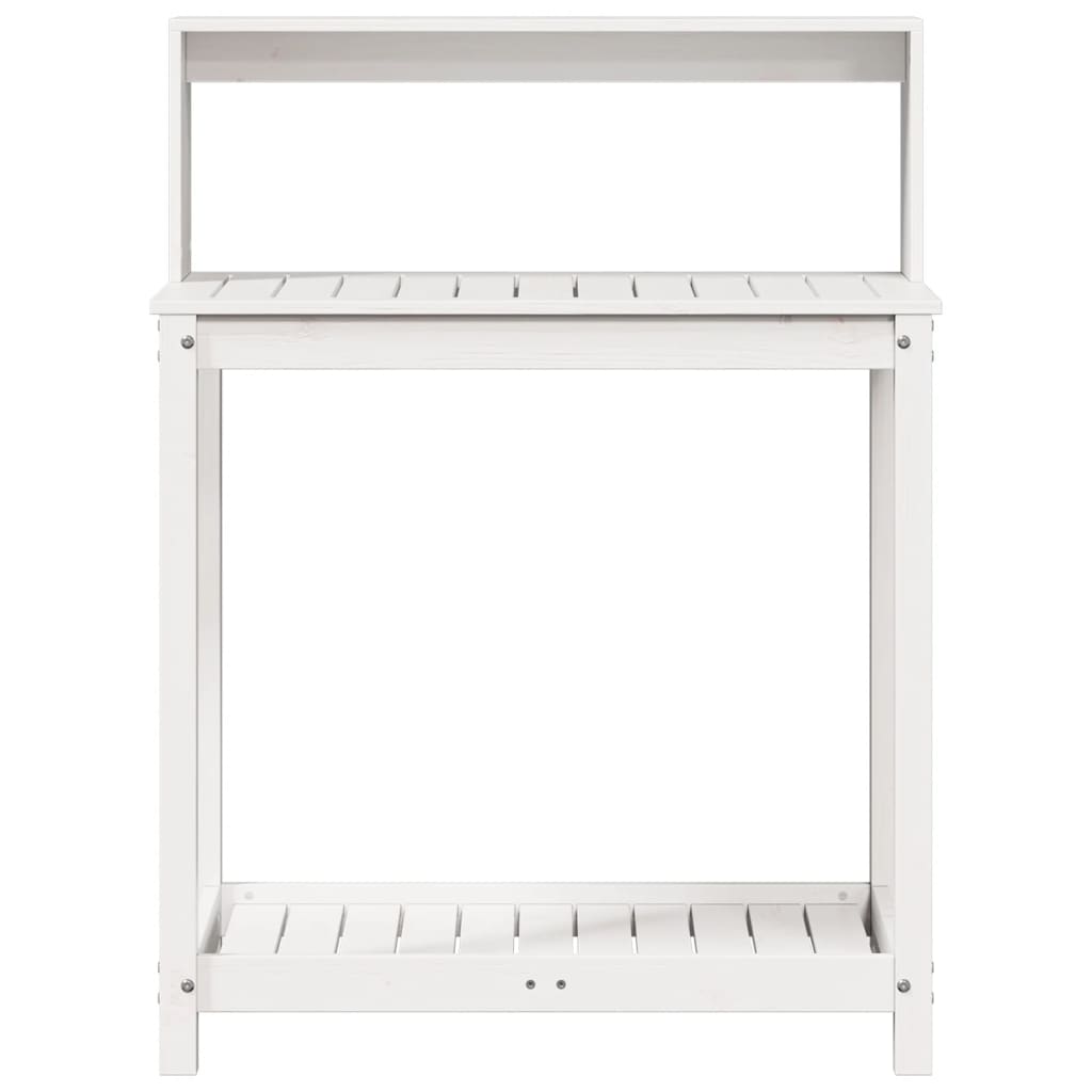 plantebord med hylder 82,5x50x109,5 cm massivt fyrretræ hvid