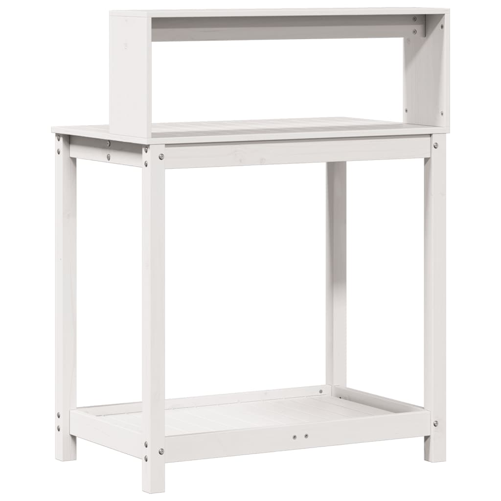 plantebord med hylder 82,5x50x109,5 cm massivt fyrretræ hvid