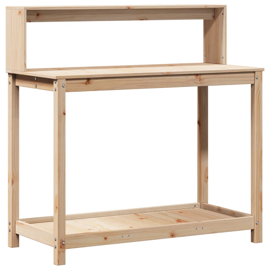 plantebord med hylder 108x50x109,5 cm massivt fyrretræ