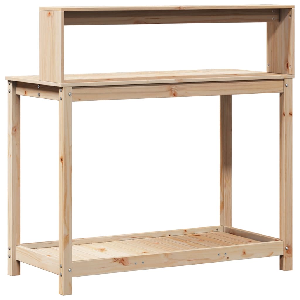 plantebord med hylder 108x50x109,5 cm massivt fyrretræ