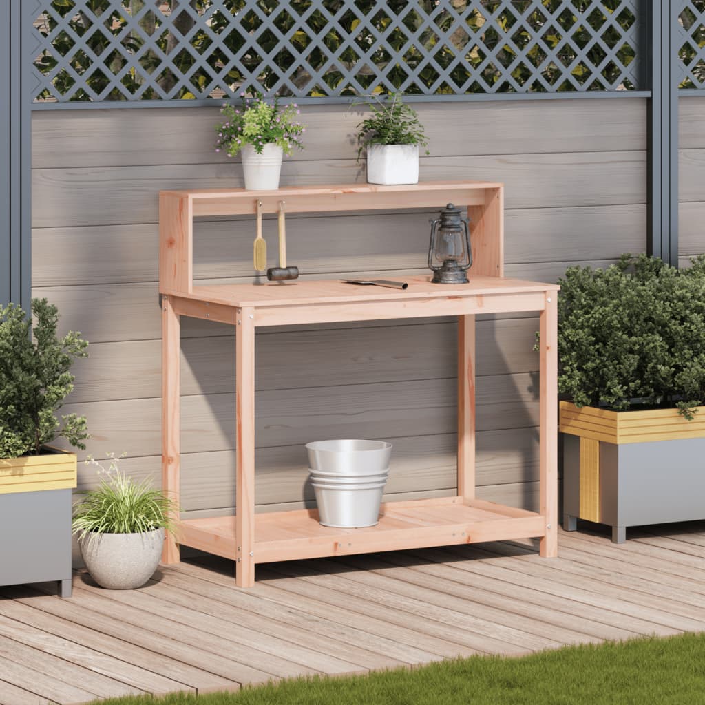 plantebord med hylder 108x50x109,5 cm massivt douglasgran